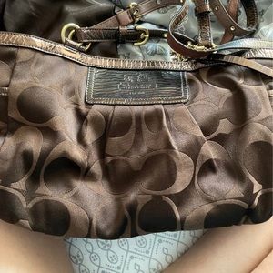 Brown Leather canvas coach bag
